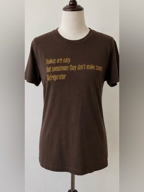 American Apparel Haiku Refrigerator Funny Graphic Tee Brown 2XL